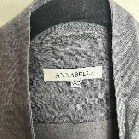 Annabelle Grey Linen Open Front Cardigan draped, 3/4 sleeve, breathable, size 10 - Picture 6 of 8